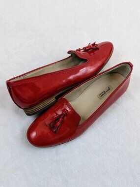 Paul Green Tassel Flats Patent Leather Cherry Red